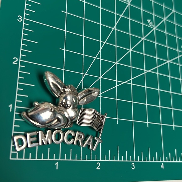 Vintage Best Brand Democratic Donkey Patriotic Political Lapel Pin Silver Tone - Picture 2 of 6